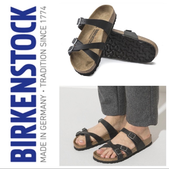 NWT Birkenstock Franca Oiled-Leather Black Sandals - Picture 1 of 14